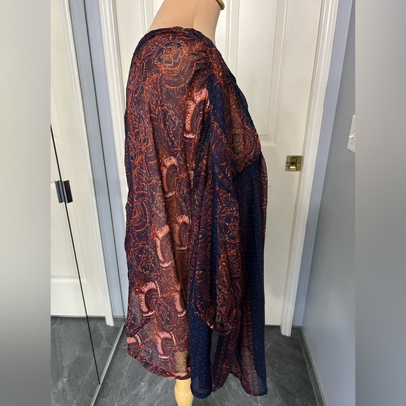 Abercrombie & Fitch Floral Babydoll Sheer Flowy Bohemian Hippie Top - Picture 3 of 10